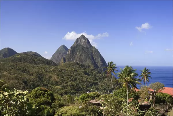 Caribbean, St Lucia, Petit and Gros Piton Mountains (UNESCO World Heritage Site)