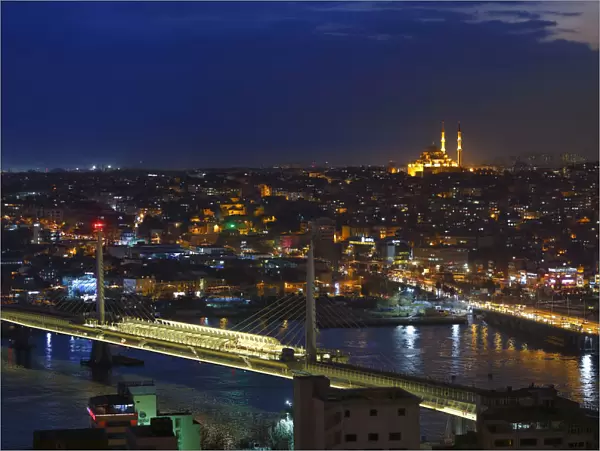 Night view of Istanbul and Big Horn from Galata Tower, Bosphorus, Istanbul, Turkey