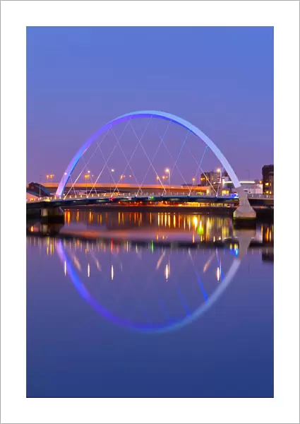 UK, Scotland, Glasgow, River Clyde and the Clyde Arc, nicknamed the Squinty Bridge