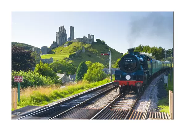 UK, England, Dorset, Corfe Castle and station on the Swanage Railway