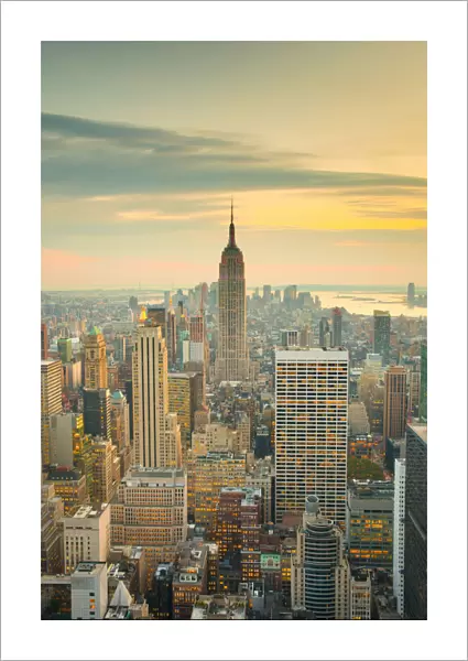 USA, New York, Manhattan, Empire State Building and Midtown from Top of the Rock at