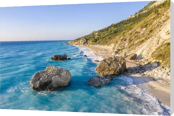 Rocks on Megali Petra beach, Lefkada, Ionian Islands region, Greece