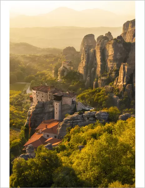 Sunset at Viewpoint of a monastery in Meteora, Tessaglia, Greece