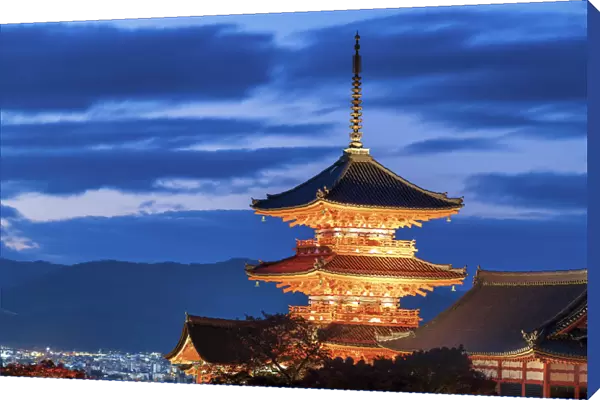 Sanjunoto pagoda of Kiyomizu-dera Temple at Night, Higashiyama, Kyoto, Japan