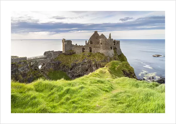 View of the ruins of the Dunluce Castle. Bushmills, County Antrim, Ulster region