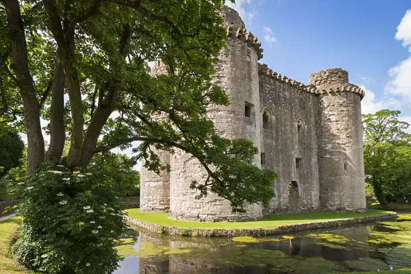 Nunney Castle and moat, Somerset, England. Summer
