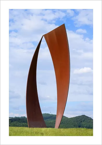 Wortsegel, steel sculpture for poetry by artist Heinrich Popp near Tholey, Saarland