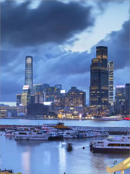 Skyline of Tsim Sha Tsui and Causeway Bay typhoon shelter, Hong Kong