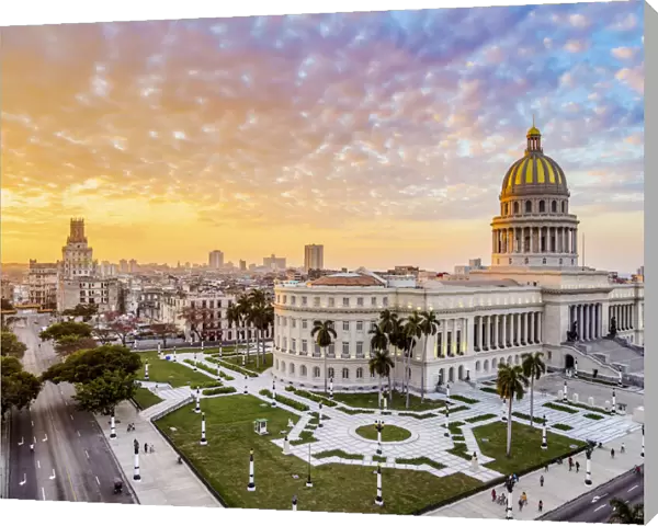 El Capitolio at sunset, elevated view, Havana, La Habana Province, Cuba