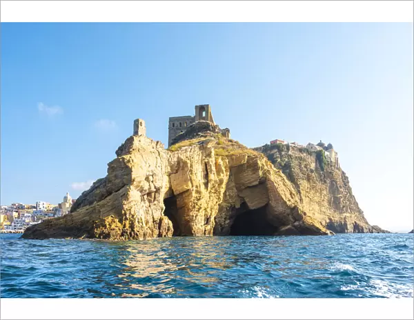 Santa Margherita Nuova cloister and cliffs in Procida island, Gulf of Naples
