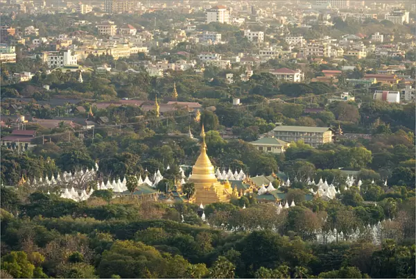 Aerial view of Kuthodaw Pagoda, Mandalay, Mandalay Region, Myanmar