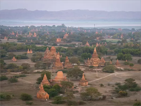 Old temples in Bagan before sunrise, UNESCO, Old Bagan, Mandalay Region, Myanmar