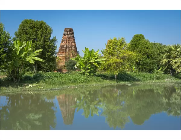 Reflection of ancient temple near Bagaya monastery, Inwa (Ava), Mandalay Region, Myanmar