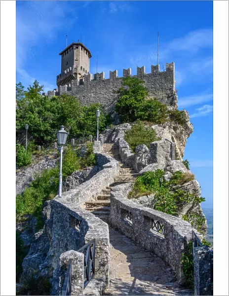 City of San Marino. Republic of San Marino, Europe. The fortress of Guaita on Mount