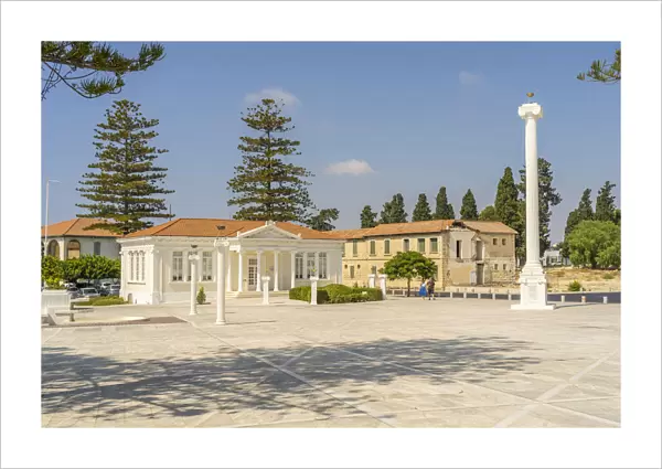 28th of October Column and the Paphos Municipal Library in 28th of October Square, Paphos