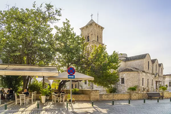 Cafe scene and The Church of Saint Lazarus, or Ayios Lazaros