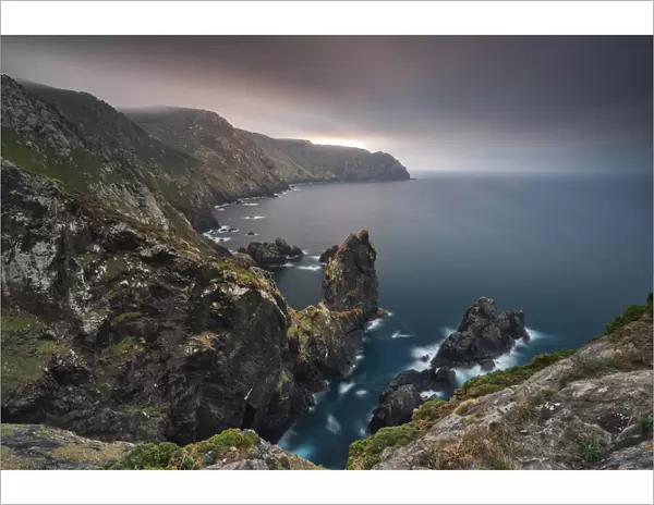 Elevated view of Cabo Ortegal and its cliffs, Carino, Coruna, Galicia, Spain