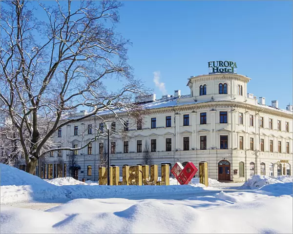 Hotel Palace Europa, Lithuanian Square, winter, Lublin, Lublin Voivodeship, Poland
