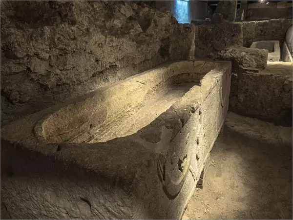 Roman sarcophagus found in archaeological excavations under the cathedral of San Pietro