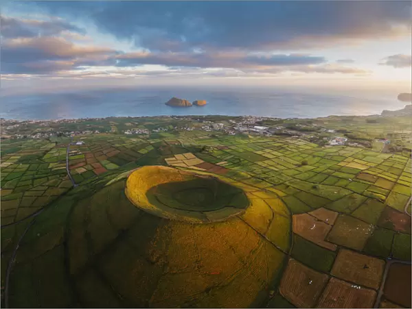 Terceira island, Azores, Portugal. Craters and pasture fields
