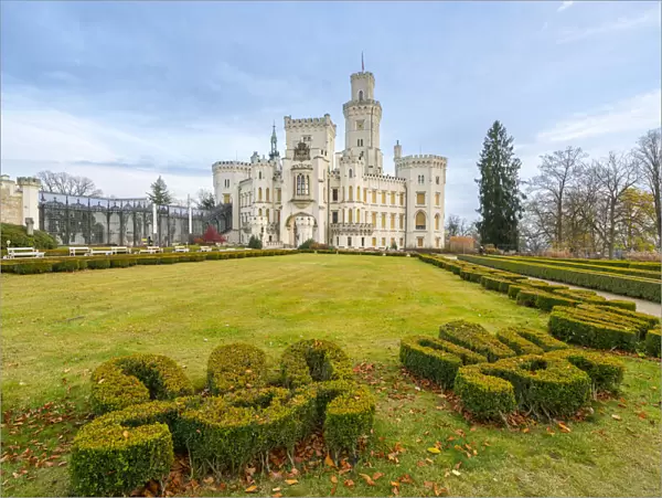 Facade of The State Chateau of Hluboka and its park, Hluboka nad Vltavou, South Bohemian Region, Czech Republic