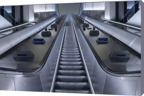 UK, England, London, escalator in the interior of Battersea Park tube station