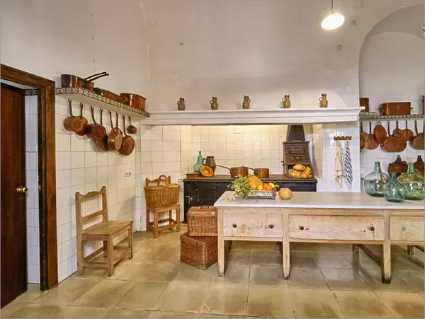Kitchen of the Palacio de Viana, a 14th century palace. Cordoba, Andalucia, Spain