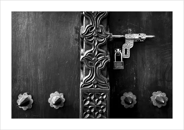 Zanzibar door and lock, Stonetown, Zanzibar, Tanzania