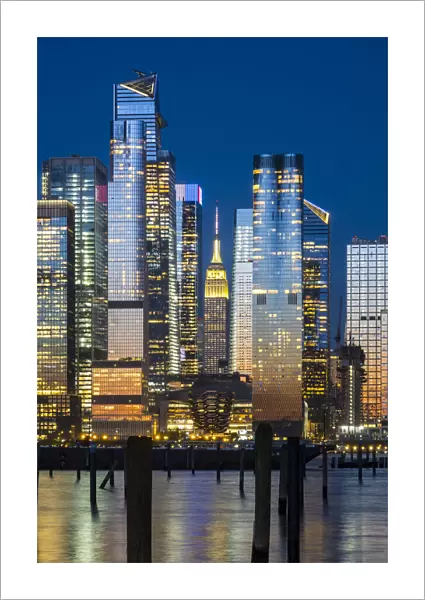 Hudson Yards & Empire State Building from New Jersey, Manhattan, New York City, USA