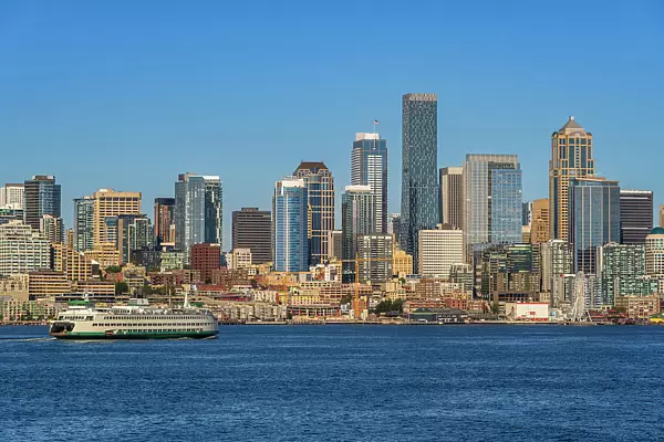 Downtown skyline and waterfront, Seattle, Washington, USA