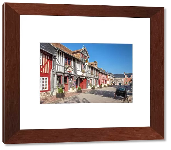 Historic half-timbered houses in the old town of Beuvron-en-Auge, Calvados, Normandy, France