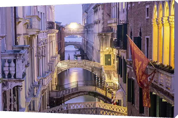 Canal and the Bridge of Sighs, Venice, Veneto, Italy