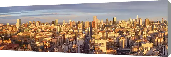 Panoramic view of the Buenos Aires skyline at sunset, Argentina