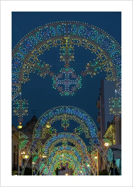 Galatina, province of Lecce, Salento, Apulia, Italy. The Luminarie of Salento, one of the symbols of the cultural traditions of the territory, a characteristic and peculiar element of any patronal feast in Puglia