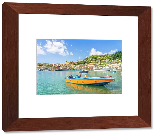 Colourful boats, St Georges Harbour, St Georges, Grenada, Caribbean