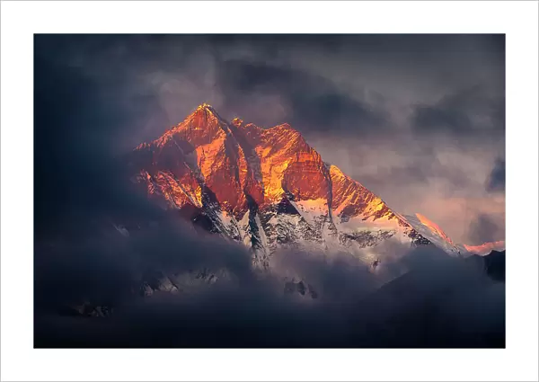Mt Lhotse (8, 516m) and Lhotse Shar (8, 383m) at sunset, Tengboche, Solukhumbu, Nepal