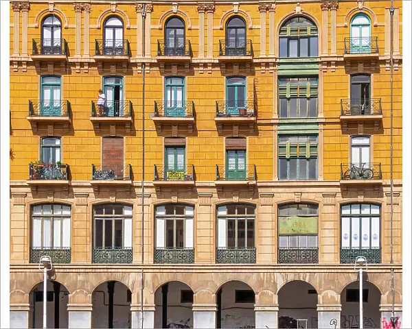 Windows & Arches of Traditional Building, Bilbao, Basque Country, Spain
