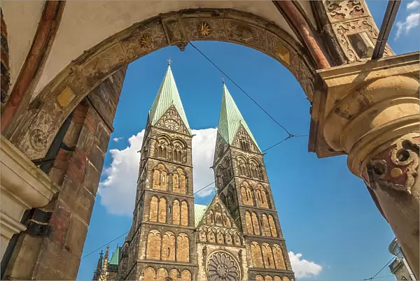 St. Petri Cathedral seen from the town hall colonnade, Bremen, Germany