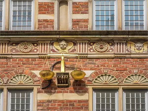 Facade decoration on the historic Stadtwaage house, Bremen, Germany
