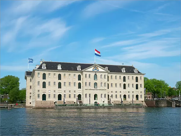 National Maritime Museum against sky near Amstel river, Community Marineterrein, Amsterdam, Netherlands