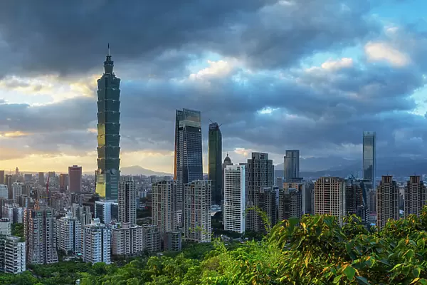 Taipei 101 and skyscrapers of Xinyi, Taipei, Taiwan