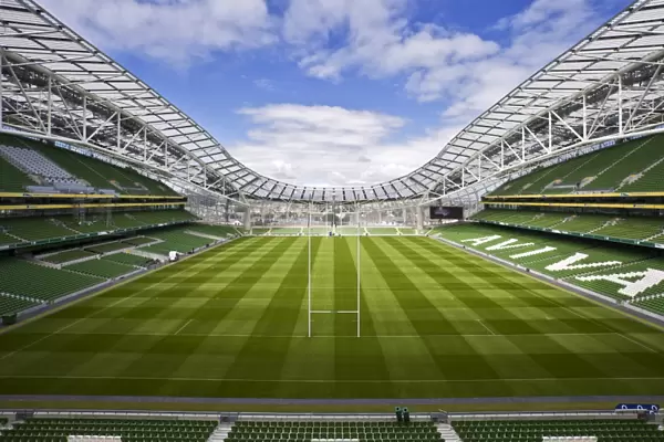Ireland, Dublin, Lansdowne Road Football stadium, interior panoramic view looking from the south end of