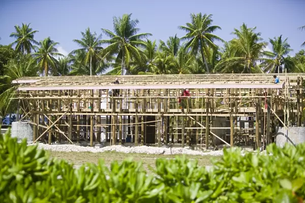 Constructing a new training block for the Merchant navy school on Funafuti atol Tuvalu