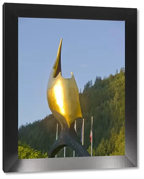 The flame sculpture outside the Mont Blanc tunnel above Chamonix France