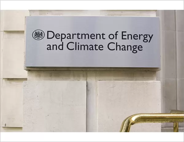 A sign outside the Department of Energy and Climate change in Whitehall London UK