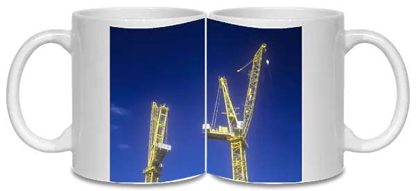 Cranes on a construction site in London, UK