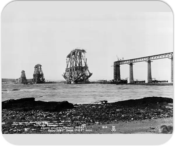 View of the Forth Bridge under construction. Date: 1887
