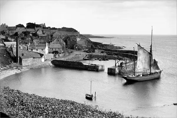View of the harbour in Crail, Fife. Date: c1890