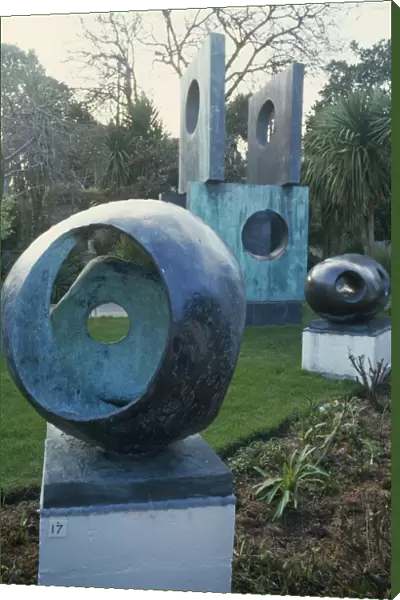 10125311. ENGLAND Cornwall St Ives Barbara Hepworth Sculptures In Studio House garden