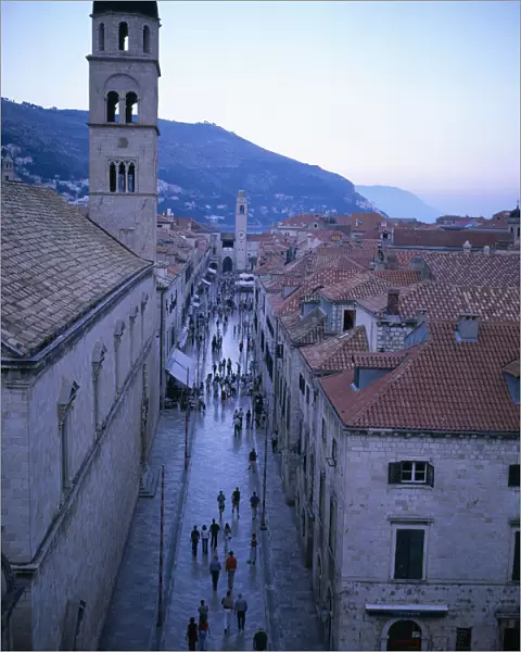 20038536. CROATIA Dalmatia Dubrovnik Aerial view along Placa